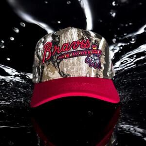 Banned Wagon Atlanta Blazin’ Braves A-frame Snapback Hat Woodland Camo